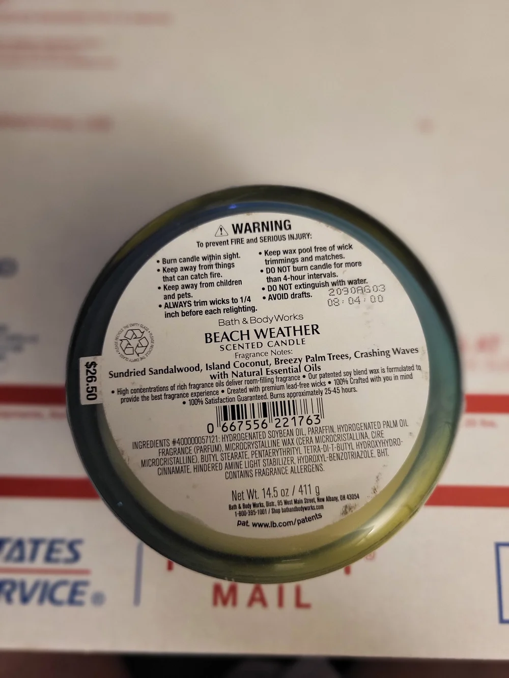 Bath & Body Works Beach Weather Scented Candle - Teal to Yellow Gradient 14.5oz